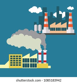 polluting air from factory pipe and cesspit, environmental for pollution concept. vector illustration