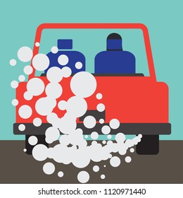 polluting air from factory pipe and cesspit, environmental for pollution concept. vector illustration