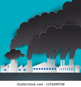 polluting air from factory pipe and cesspit, environmental for pollution concept. vector illustration
