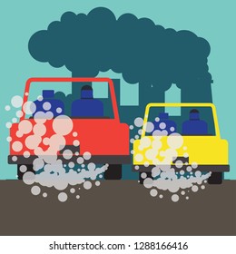 polluting air from factory pipe and cesspit, environmental for pollution concept. vector illustration