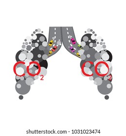 Polluting environment car vector illustration cartoon, lung