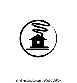 Polluting house logo design. house that emits air pollution