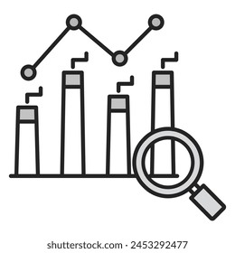 Pollution Analysis Icon. Assessing Environmental Contamination and Impact. Editable Stroke and Colors.