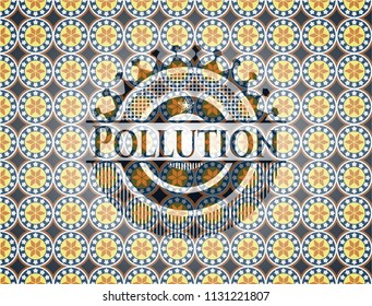 Pollution arabesque style badge. arabic decoration.
