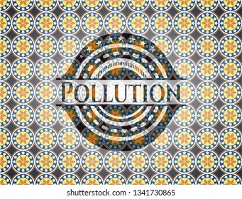 Pollution arabic style emblem. Arabesque decoration.
