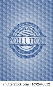 Pollution blue hexagon badge. Vector Illustration. Detailed.