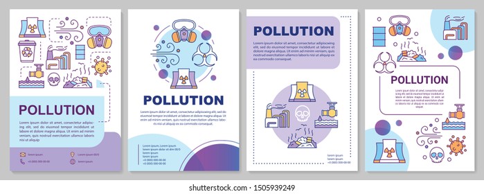 Pollution brochure template. Environmental damage. Flyer, booklet, leaflet print, cover design with linear illustrations. Vector page layouts for magazines, annual reports, advertising posters