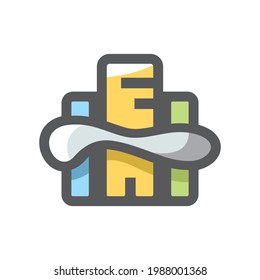 Icono del vector de humo de la ciudad de contaminación Ilustración de dibujos animados