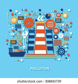 Pollution concept design on blue background,clean vector