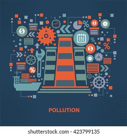 Pollution concept design on dark background,vector