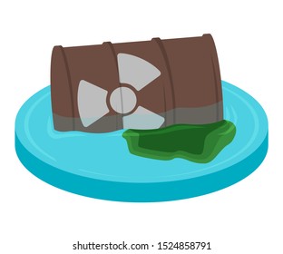 Pollution Concept Icon and Label. Earth and Water Pollution Logo. Technogenic Catastrophe Symbol, Icon and Badge. Cartoon Vector illustration.
