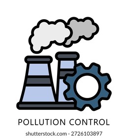 Pollution Control Outline Color Icon Mini Illustration, Use For Modern Concept, Print, Ui, Ux Kit, Web And App Development. Vector Related To Green Technology And More