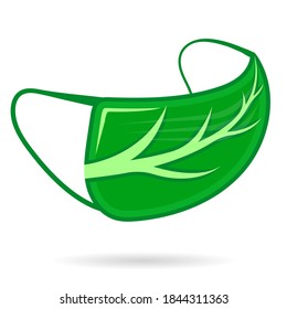 The pollution and corona protection mask vector is made of green and fresh leaves