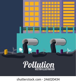 Pollution design over blue background, vector illustration.