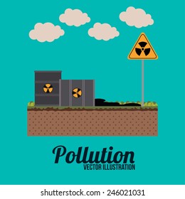 Pollution design over blue background, vector illustration.