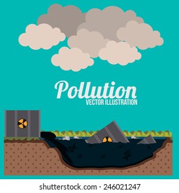 Pollution design over blue background, vector illustration.