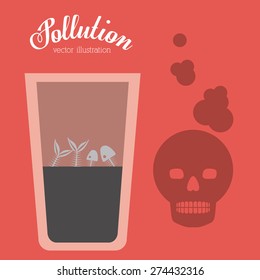 Pollution design over red background, vector illustration