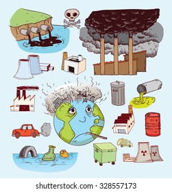 Pollution doodle, Vector