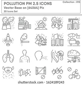 Pollution Dust PM 2.5 Icon Set, Icons Collection of Healthcare and Medical for Health Hazard Pollution Symbol. Climate Unhealthy and Sensitive for Human Breathing, Vector Illustration Concept Design.