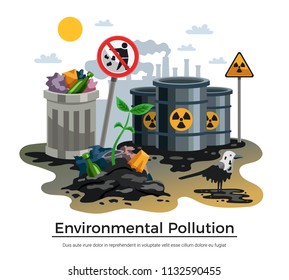 Pollution Ecology Flat Composition 