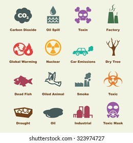 pollution elements, vector infographic icons