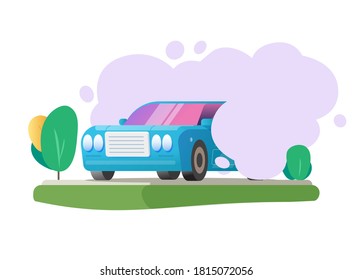 Emisiones de contaminación de CO2 nube de carbono del vehículo de automóvil en el concepto de vector de escena natural, ilustración de humo de escape de dióxido de automóvil, concepto de contaminación del aire diseño moderno