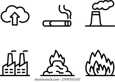 Pollution and energy production icons Vector