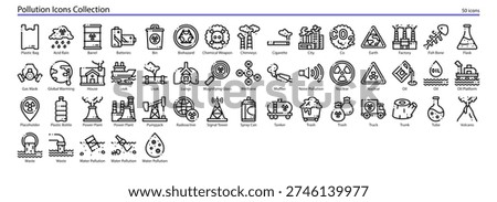 Pollution Environment Air Water Land Icon Collection