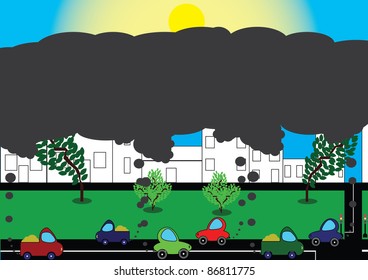 pollution of environment by combustible gas of a car