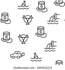 Pollution of Environment. Vector Seamless Pattern. Contour Illustration.