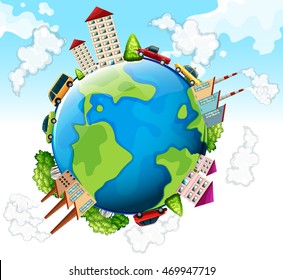 Pollution factories around a globe