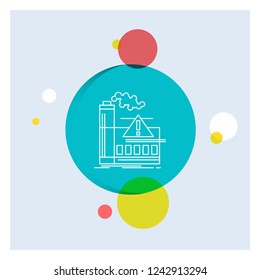 pollution, Factory, Air, Alert, industry White Line Icon colorful Circle Background