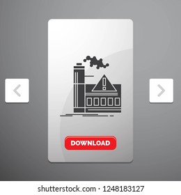 pollution, Factory, Air, Alert, industry Glyph Icon in Carousal Pagination Slider Design & Red Download Button