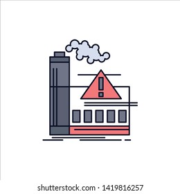 pollution, Factory, Air, Alert, industry Flat Color Icon Vector
