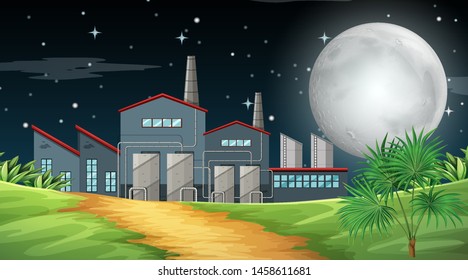 Pollution from factory theme scene in nature illustration