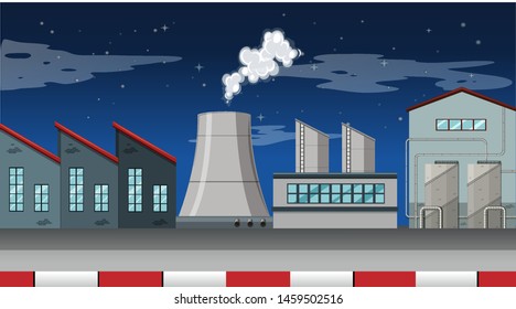 Pollution from factory theme scene in nature illustration