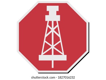 Pollution fracking prohibited sign in white background