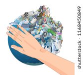 The pollution, garbage, plastic, bags on the planet. The concept of ecology and the World Cleanup Day. 