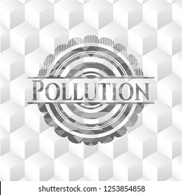 Pollution grey emblem. Vintage with geometric cube white background
