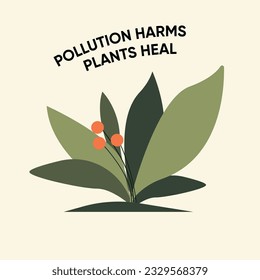 Pollution harms plants heal vector illustration. Plant vector image. Flat design