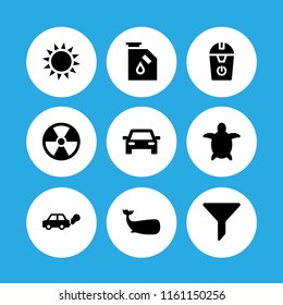 pollution icon. 9 pollution set with filter, radioactive, climate and ocean vector icons for web and mobile app