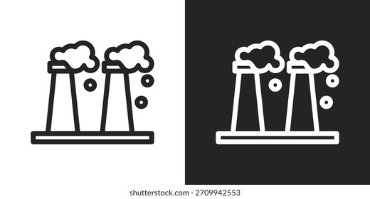 Icono De La Contaminación En Estilo De Línea Blanco Y Negro