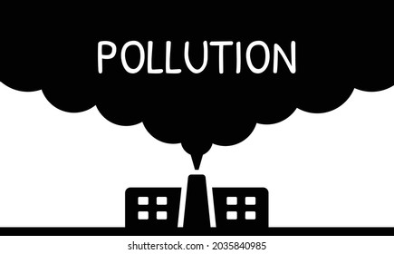 Pollution icon. Factory making pollution air vector banner template.