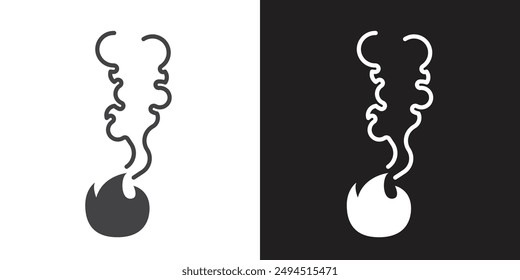 pollution icon Flat set in black and white color outline vector
