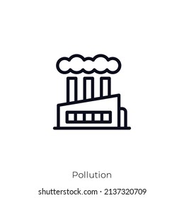 Pollution icon. Outline style icon design isolated on white background