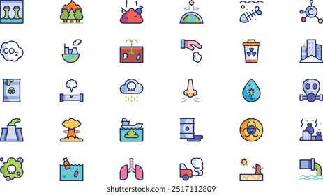Pollution icon pack High-Quality Vector Icons Collection with Editable Stroke. Ideal for Professional and Creative Projects.