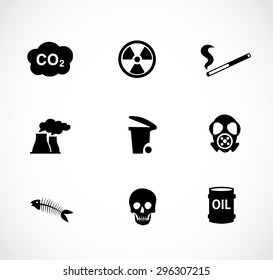 Pollution Icon Set Vector