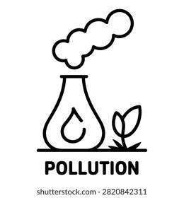 Pollution icon shows industrial emissions harming both plants and water
