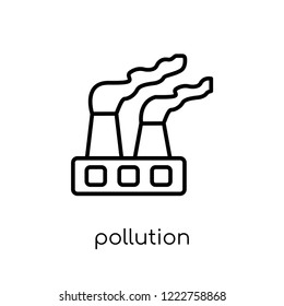 pollution icon. Trendy modern flat linear vector pollution icon on white background from thin line Ecology collection, outline vector illustration