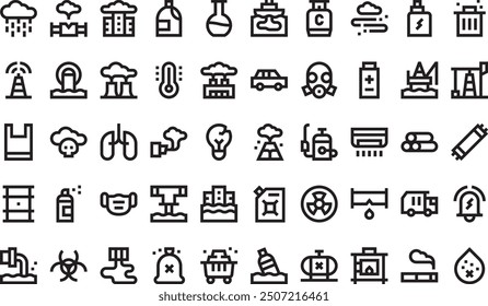 Pollution icons collection is a vector illustration with editable stroke.